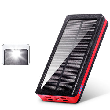 Batterie externe solaire 30000mah avec lumière LED banque d'alimentation portable avec 4 ports USB étanche power bank chargeur
